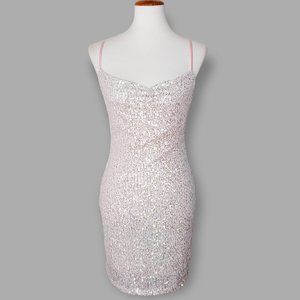 Speechless Mesh Sequin Mini Dress Size Medium Blush Pink Form Fitting NWT